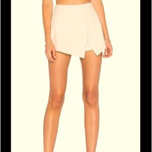 Blaque Label Cream Neutral Minimalist Wrap Asymmetrical Short Skort Skirt M